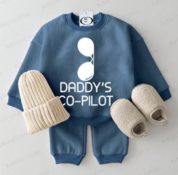 DADDY'S CO-PILOT Baby Blue Sweatsuit 2-piece Set