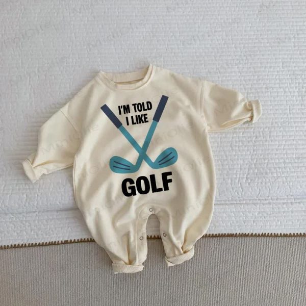I'M TOLD I LIKE GOLF Baby Toddler Beige Romper