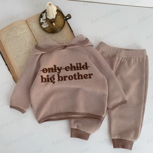 ONLY CHILD BIG BROTHER Baby Brown Waffle 2-piece Set