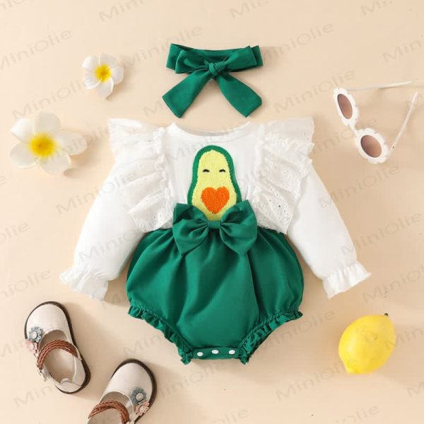 Baby Avocado Bodysuit with Headband