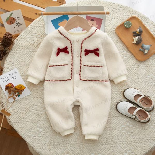 Baby Girl Fleece Bow Romper