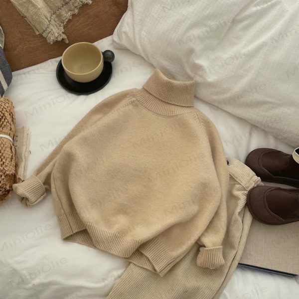 Kid Solid Color Turtleneck Sweater