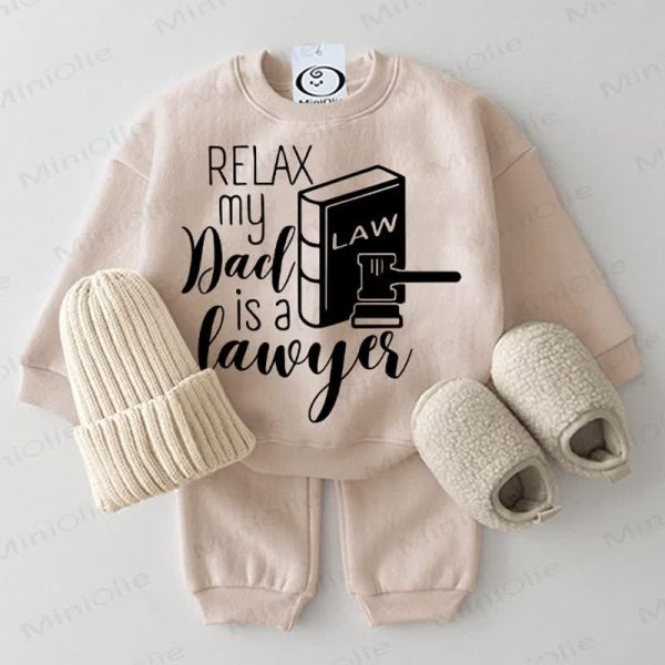RELAX MY DAD IS A LAWYER Baby 2-piece Beige Set
