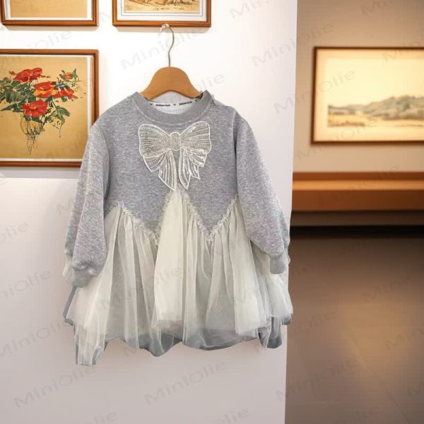 Toddler Girl Bow Mesh Panel Dress