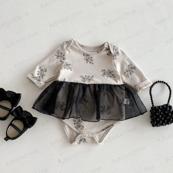 Baby Floral Mesh Skirted Bodysuit