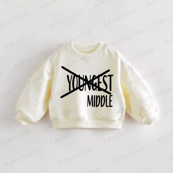 YOUNGEST MIDDLE Baby Toddler Cream Sweatshirt