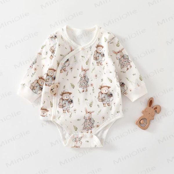 Baby Animal Kimono Cotton Bodysuit