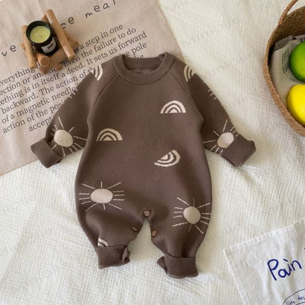 Baby Knitted Round Neck Cartoon Romper