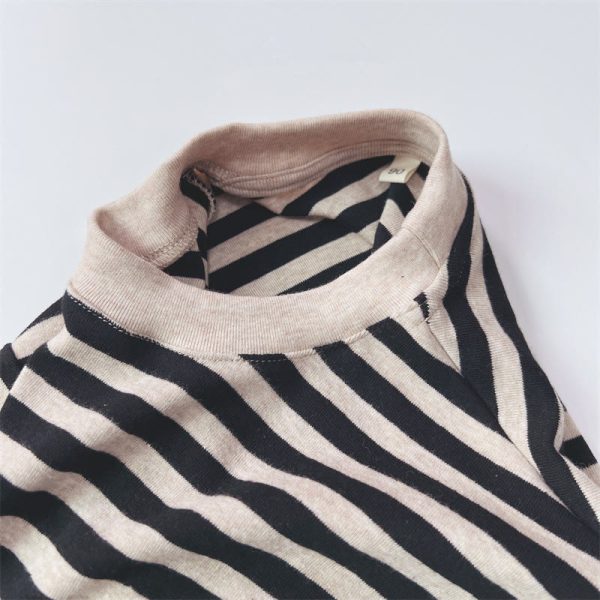 Toddler Casual Striped Side Round Neck T-shirt