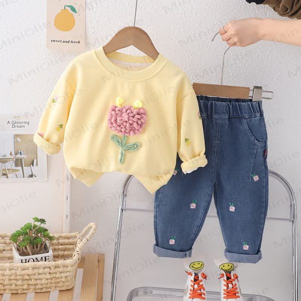 Toddler 2-Piece Lovely Flower Denim Set