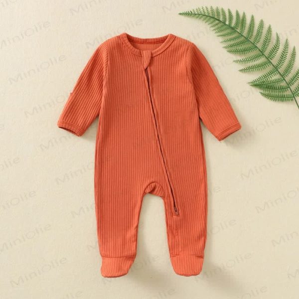 Baby Solid Color Foot-covering Romper