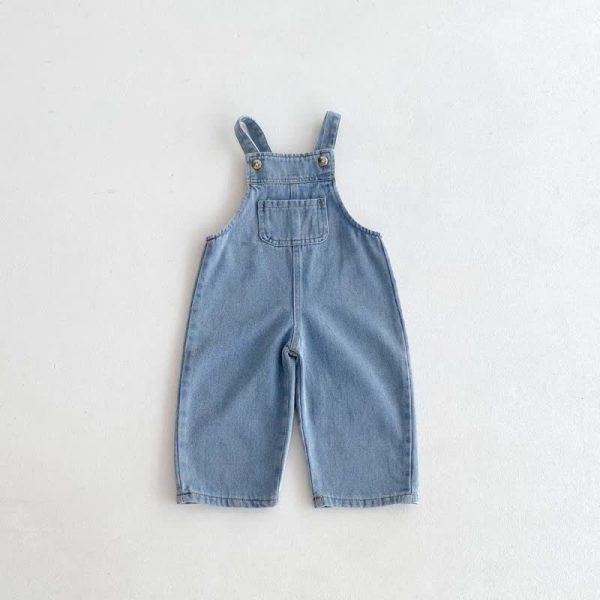 Toddler Retro Casual Denim Striped Overalls