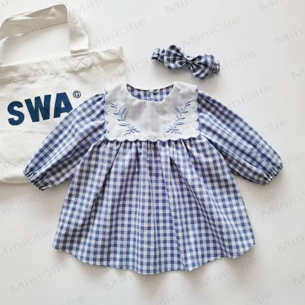Baby Toddler Plaid Blue Dress/Bodysuit