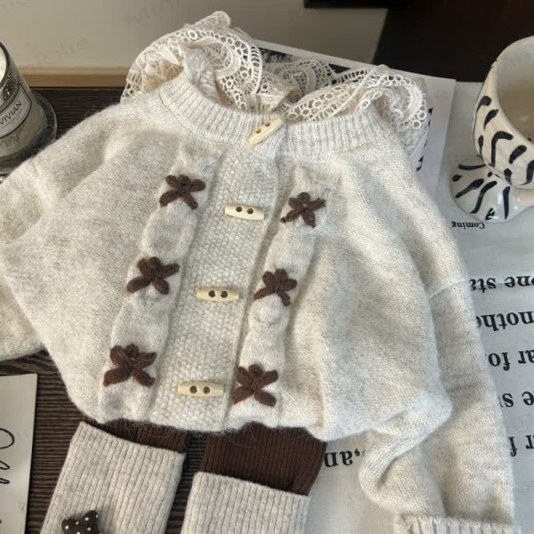 Toddler Kid Girl Lace White Sweater/Leggings