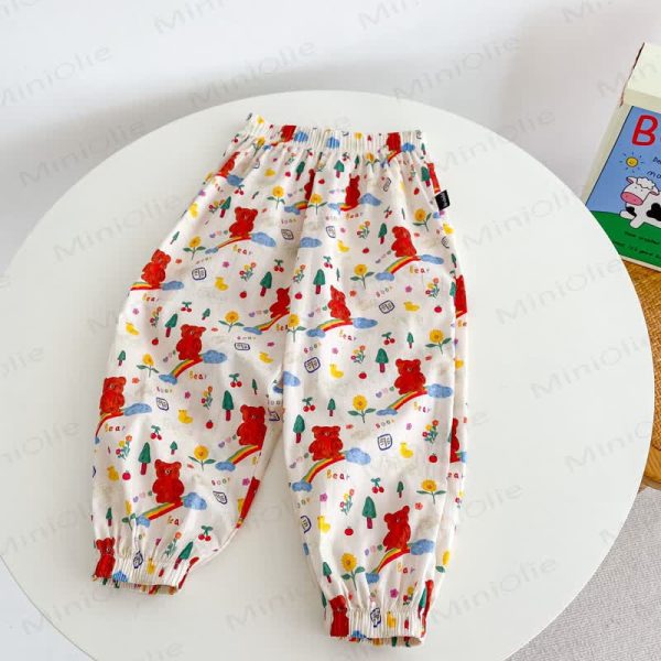 Toddler Colorful Bear Flower Strawberry Pants