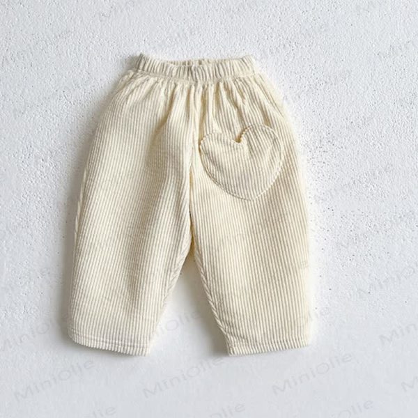 Baby Toddler Heart Solid Color Cord Jogger Pants