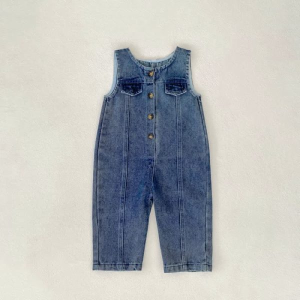 Baby Button Denim Blue Trendy Overalls