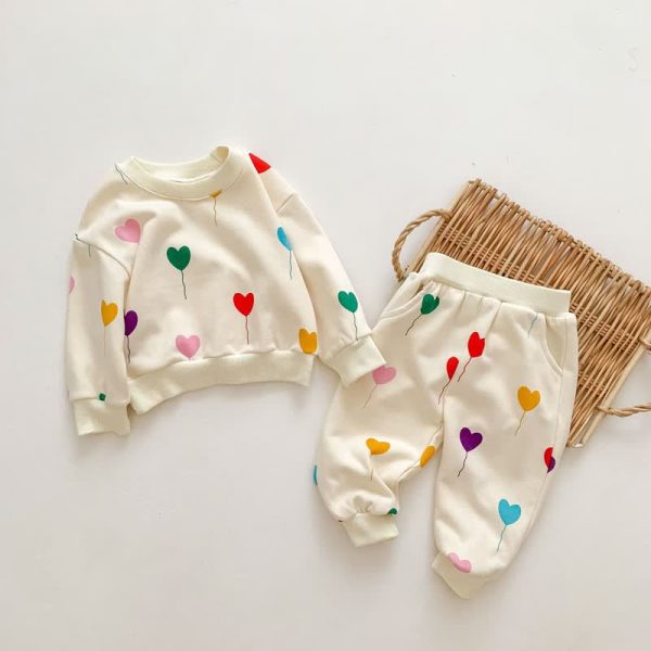Baby Heart Balloon Sweatshirt and Pants Set