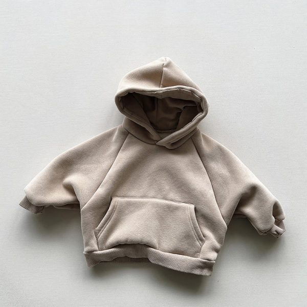 Toddler Solid Color Fleece Warm Hoodie