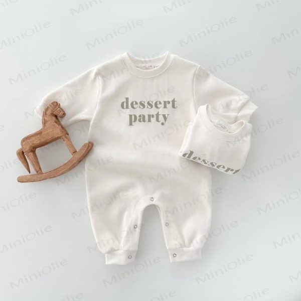 DESSERT PARTY Baby Simple Slogan Romper