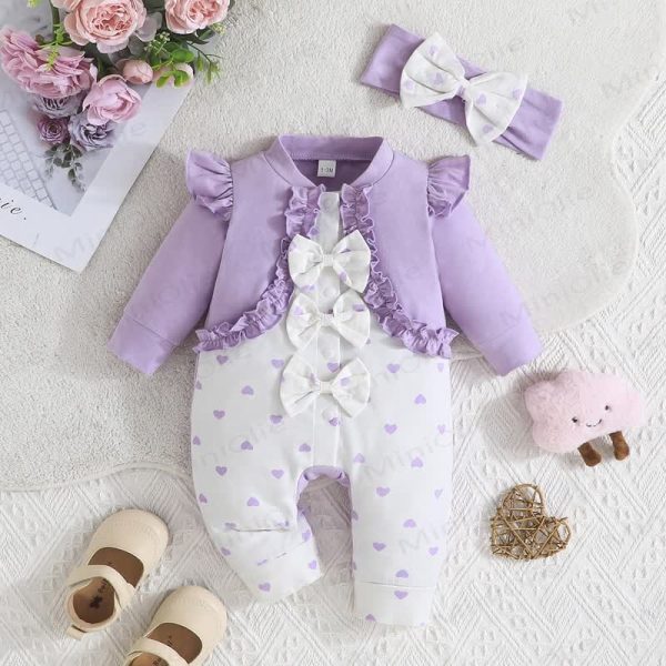 Baby Girl Bow Love Heart Romper with Headband