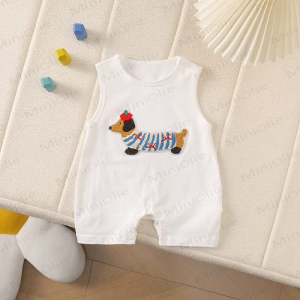 Baby Dachshund Patch Sleeveless Romper
