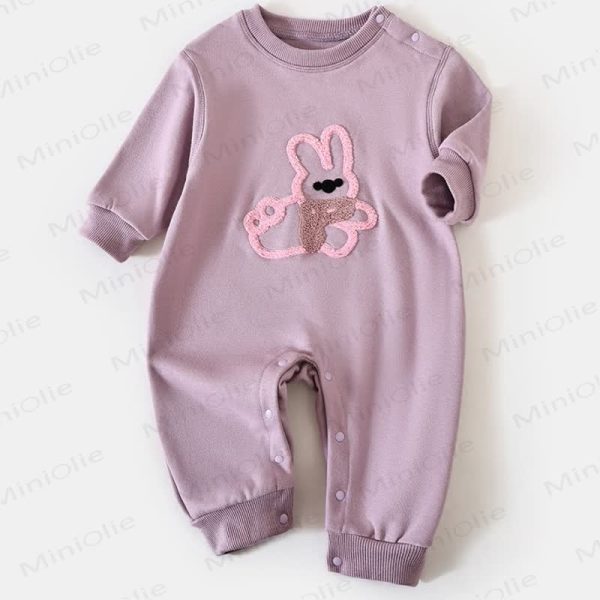 Baby Solid Color Cartoon Print Romper