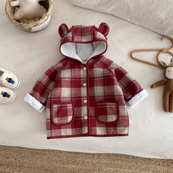Baby Toddle Girls Checkered Hoodie Fleece Outerwear