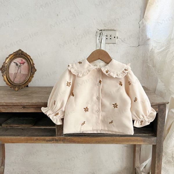 Baby Girl 2-piece Cord Embroidered Flower Set