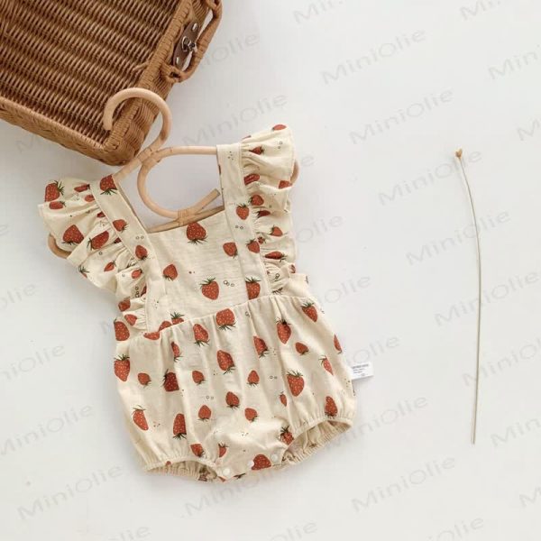 Baby Strawberry Ruffle Vintage Bodysuit