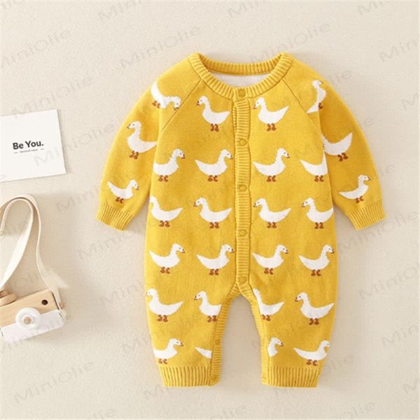 Baby Knitted Goose Yellow Romper