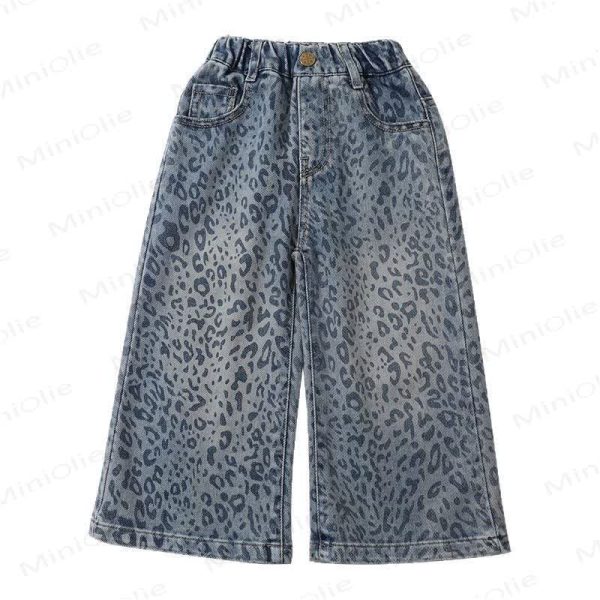 Toddler Leopard Print Denim Blue Pants