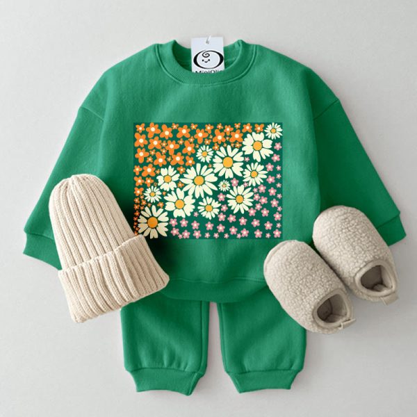 Baby Flower Simple Sweatsuit Set