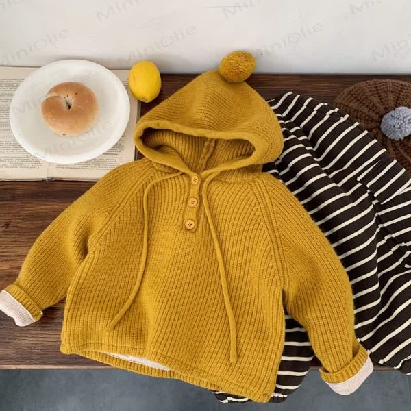 Baby Toddler Solid Color Hooded Sweater