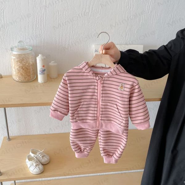 Baby Toddler Stripe Bear Knit 2-piece Set