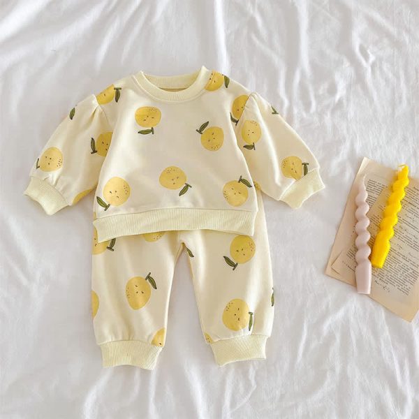 Baby Fruit Orange Lemon Sweatsuit 2 Pieces Set