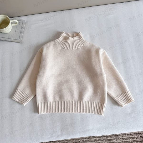 Kid Solid Color Turtleneck Knit Sweater