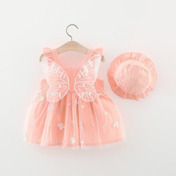Baby Butterfly Strap Dress with Hat