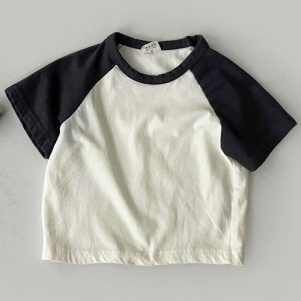 Baby Simple Contrast Sleeves Loose T-shirt