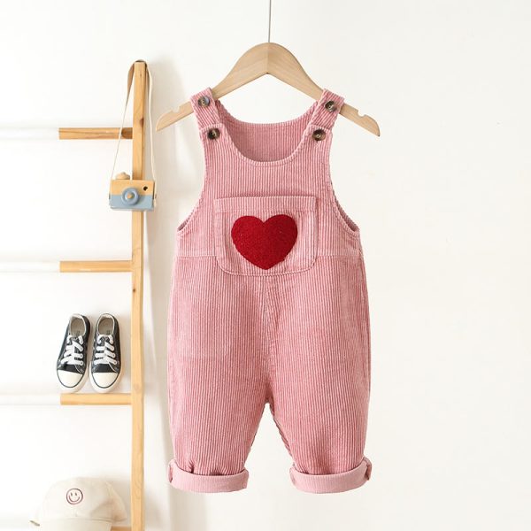 Baby Toddler Heart Corduroy Overalls