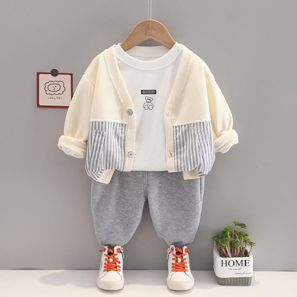 Toddler Shirt Striped Cardigan and Pants Set