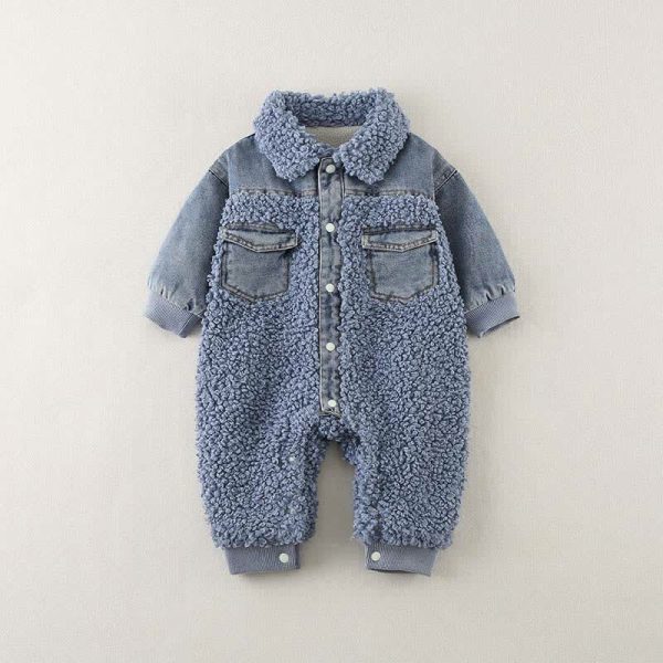 Baby Denim Blue Warm Fleece Romper
