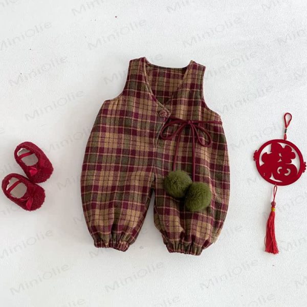 Baby Toddler Red Plaid Quilted Overalls & Red Top