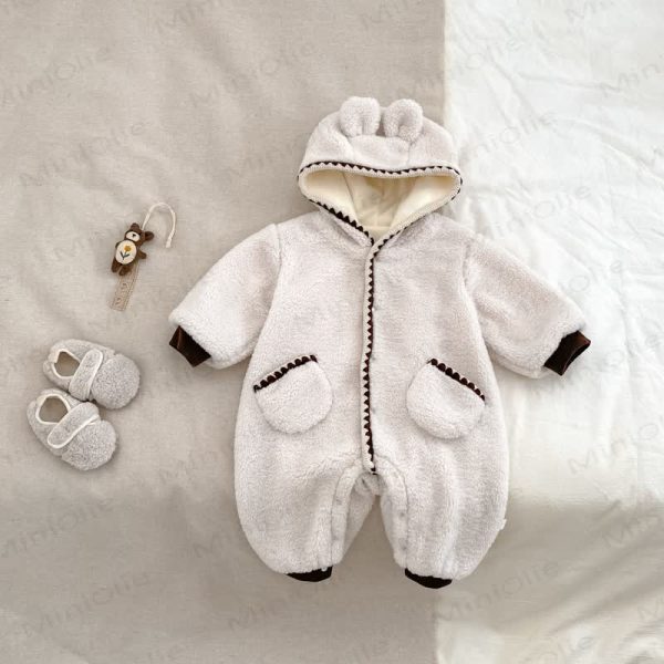 Baby Fleece Pocket Hooded Romper