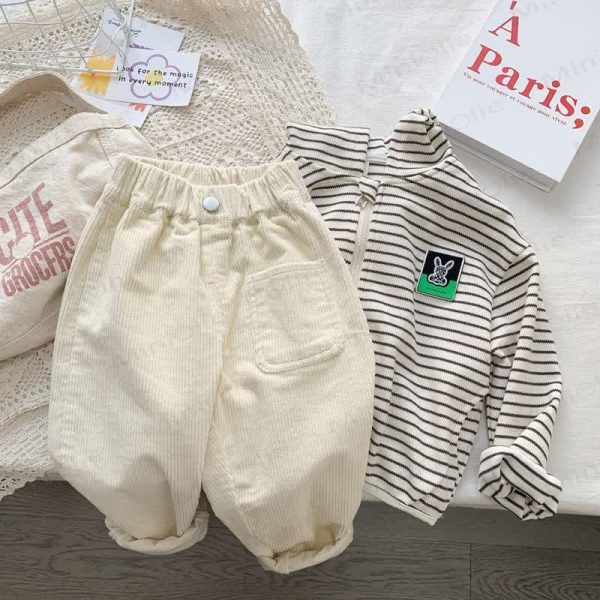 Toddler Kid Corduroy Solid Color Pants