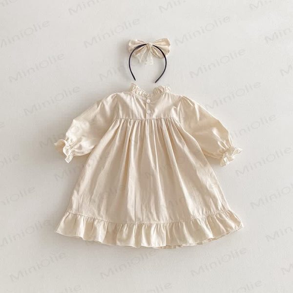 Baby Toddler Solid Color Bow Dress/Bodysuit