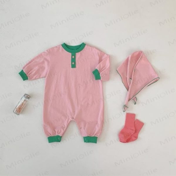 Baby Candy Color Romper with Triangle Scarf